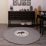 樂荷公園 美式乡村纯棉圆形地毯卧室客厅 麋鹿编织家用茶几大地垫