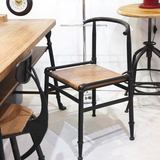 果然 简约现代LOFT铁艺实木创意水管元素餐椅休闲椅咖啡厅酒吧椅