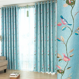 韩式地中海窗帘全遮光布客厅成品卧室蓝色田园儿童遮阳布特价纱帘