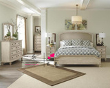 美式乡村天然橡木麻布实木床出口原单法式做旧别墅卧室简约麻布床