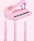钢琴款幼儿童电子琴粉色带麦克风26岁小女孩早教音乐玩具a