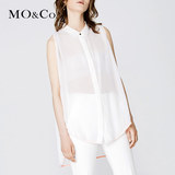 MO&Co.夏装女装不规则衣摆翻领无袖衬衫M132SHT36 moco