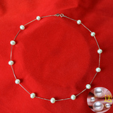 送耳钉戒指 珍珠哥精选 圆形10-11-12 天然淡水珍珠项链 送妈妈