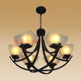 欧式田园铁艺吊灯客厅灯创意美式乡村餐厅灯温馨卧室灯6头吊顶灯