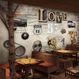 3D工业风重金属复古齿轮壁纸餐厅酒吧咖啡馆网咖背景墙纸大型壁画