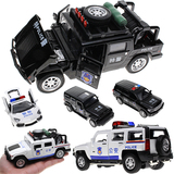 男孩礼物玩具汽车模型悍马警车特警警察公安仿真声光回力合金车模
