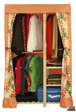 106D韩式布衣柜组装简易衣柜实木折叠螺丝木质布艺衣柜单人小衣柜