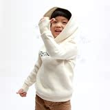 韩国童装 冬款冬季男童加绒加厚套头卫衣中大童带帽上衣儿童外套