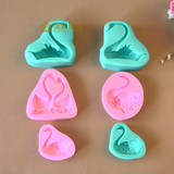 食品级硅胶天鹅模具翻糖蛋糕模具烘焙干佩斯糖花颜色随机4款可选