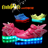 abc童鞋男童鞋2015秋冬季儿童USB充电发光鞋女童LED夜光鞋翅膀鞋