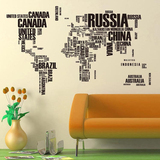 办公室 大型英文字母世界地图墙贴欧美背景墙墙贴纸可移除
