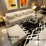 现代宜家加厚腈纶黑白条纹地毯客厅茶几卧室床边地毯满铺可定做