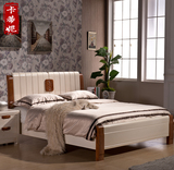 实木床榆木床白色床1.5 1.8米地中海床欧式床双人床比水曲柳床