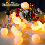 新年室内暖色系泰国棉线球彩灯led电池小灯串婚礼酒吧节日装饰灯