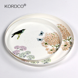 KORDCO托盘圆形欧式创意水杯茶盘密胺水果盘蛋糕点心餐盘盘子套装