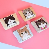 第N只猫零钱包女迷你 韩国卡通硬币包 简约帆布包手拿包短款布艺