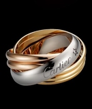美国代购正品 Cartier/卡地亚 Trinity系列优雅镶1钻三环三色戒指