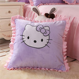 水晶绒贴布绣公主凯蒂猫KT 爱心枕 方枕 含芯 靠垫可爱粉色抱枕