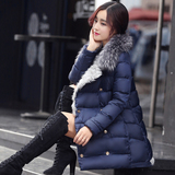 羽绒服女2015冬装新款韩版中长款加厚A字版型斗篷外套毛领羽绒衣