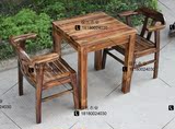 炭化火烧木实木露天户外桌椅防腐木花园庭院桌椅实木餐桌椅092