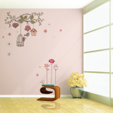 婚房客厅沙发电视背景墙温馨墙贴卧室床头装饰贴画墙壁贴鸟笼花朵