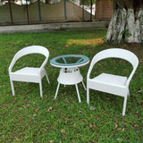 藤椅子茶几三件套 新款 户外阳台桌椅 田园花园椅 塑料藤套件休闲