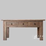 新中式实木仿古做旧3屉写字台书桌雕刻电脑桌雕花玄关桌客厅边桌