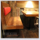 美式复古做旧铁艺水管实木餐桌 休闲酒吧咖啡厅卡座沙发桌椅组合
