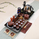 家用整套陶瓷冰裂紫砂功夫电磁炉茶具套装特价实木制茶盘茶海茶杯
