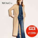 MO&Co.毛呢外套女长款欧美秋冬开衩衣摆复古大衣MA154OVC14moco