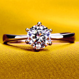 周大福正品六爪钻戒莫桑钻石戒指女款式1克拉指环 情侣对戒求婚戒