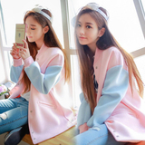 2016春季韩版潮女装学生大码宽松长袖外套小香风中长款太空棉开衫