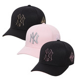 韩国代购MLB正品洋基队NY粉色帽棒球帽男女调节款情侣帽鸭舌帽