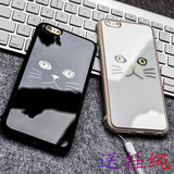 苹果6黑白猫挂绳潮牌男女情侣款手机壳iPhone6S plus保护套硅胶软