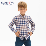 SmartFive 纪念版儿童衬衫男童长袖学院风加厚磨毛衬衫中大童韩版