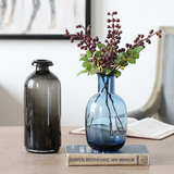 现代创意玻璃花瓶仿真花艺套装摆件办公室客厅餐桌样板房软装饰品