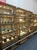 老榆木珠宝首饰展柜瓷器茶具展示柜新中式货柜纯实木玻璃射灯柜台