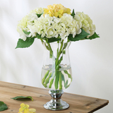 欧式美式镀银高脚杯透明玻璃花瓶摆件客厅餐桌台面装饰结婚礼花器