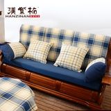 定做中式实木沙发垫加硬海绵坐垫子老式联邦椅垫可拆洗沙发布套