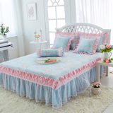 全棉蕾丝床裙单件 韩版纯棉印花床单床套床罩1.2m1.5m1.8米2.0米