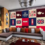 现代简约个性美国伦敦元素拼接大型壁画卧室客厅KTV咖啡厅休闲吧