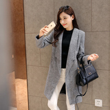 2016冬装韩版宽松大码毛呢外套 修身显身中长款加厚毛呢大衣女