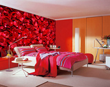 大型定制壁画3D立体红玫瑰花瓣 无缝壁纸 卧室背景墙婚房酒店墙纸