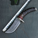 日本进口大马士革钢羊角手柄铜头珍藏折叠直刀 典藏世家礼品刀具