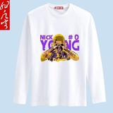 2015年男女款湖人队篮球尼克杨NICK YOUNG 0号长袖T恤衣服包邮
