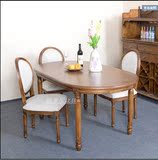 美式复古做旧实木餐桌欧式客厅椭圆形橡木餐桌客厅家具