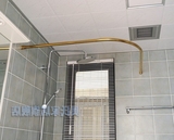 锈钢浴室转角打孔浴杆弯形浴帘杆弧形浴帘套装l型卫生间淋浴房不
