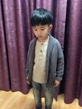 TSKA2016灰色学院春季新款儿童韩版毛衣 男童女童双排扣针织开衫