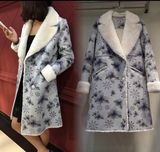 鹿皮绒棉衣外套女韩国2015秋冬新款时尚中长款皮毛一体羊羔毛大衣