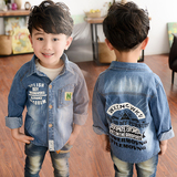 2016春秋韩版新款 儿童牛仔衬衣男童牛仔衬衫外套宝宝上衣潮